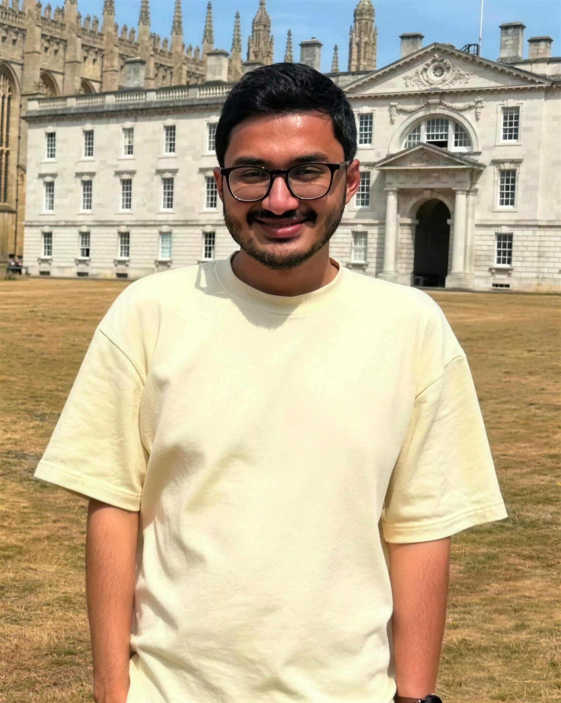 Debargha Roy, founder of Tura Club, at King's College, Cambridge